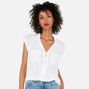 Express Zip Front Chelsea Popover - Size S, White